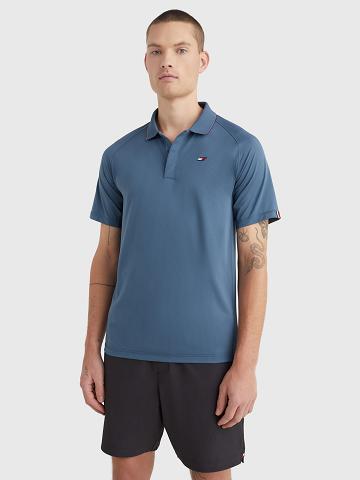 Férfi Tommy Hilfiger Regular fit stripe accent performance Polos Kék | HU 1085ZUT